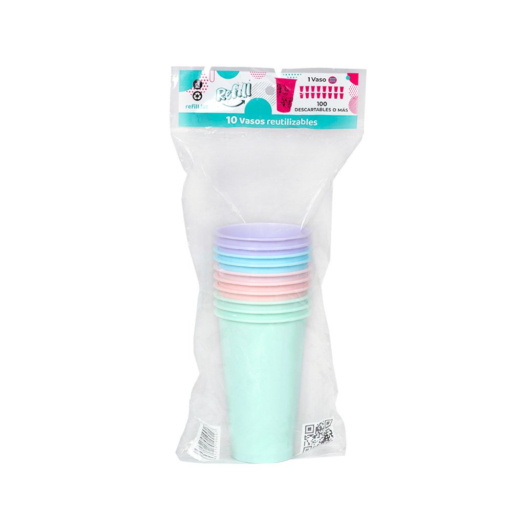 Set De 10 Vaso Geo 500cc En Bolsa Pastel