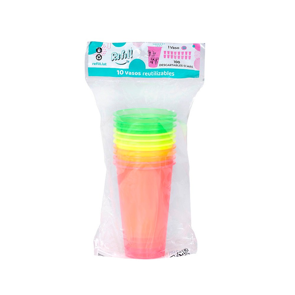 Set De 10 Vaso Geo 500cc En Bolsa Fluo