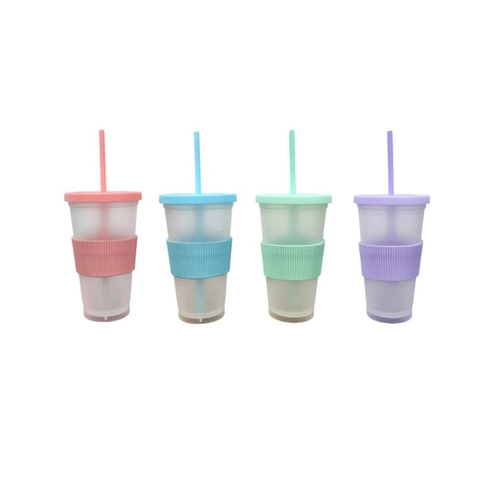 Vaso Eco Sorbete 460ml - Traslucido C/ Faja Pastel