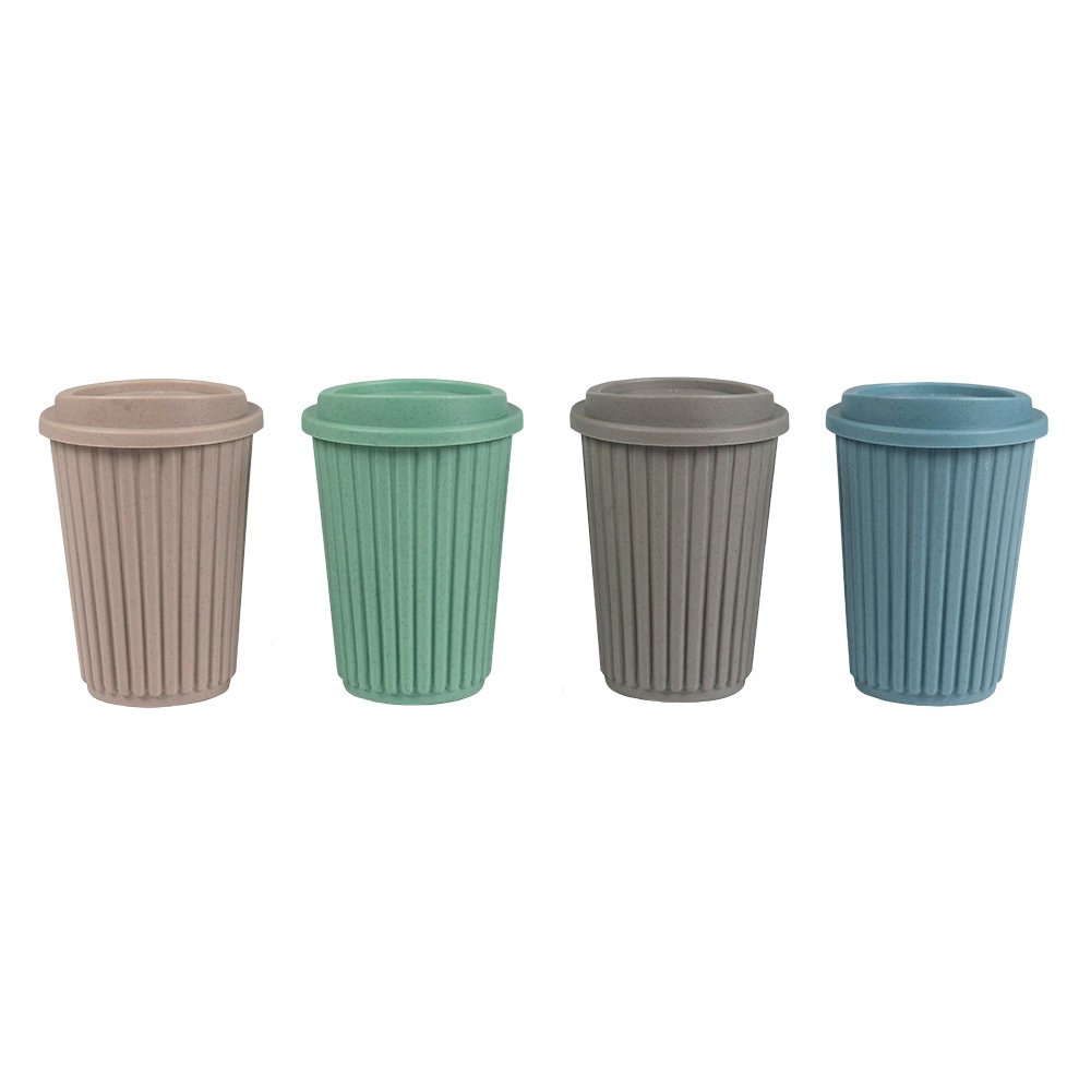 Vaso Rayado Con Tapa Bambu