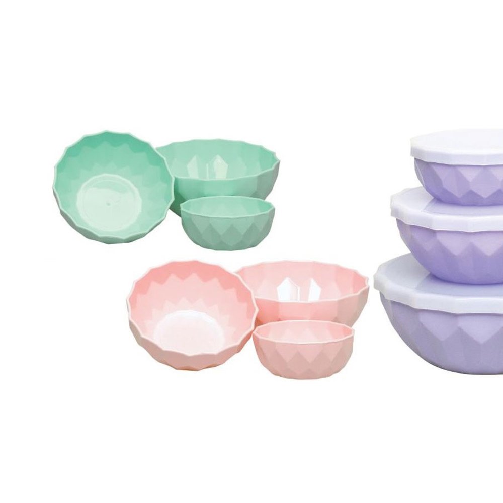 Set De 3 Bowls Con Tapa Pastel